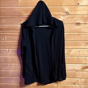 No Boundaries Black Open-Front Hooded Cardigan